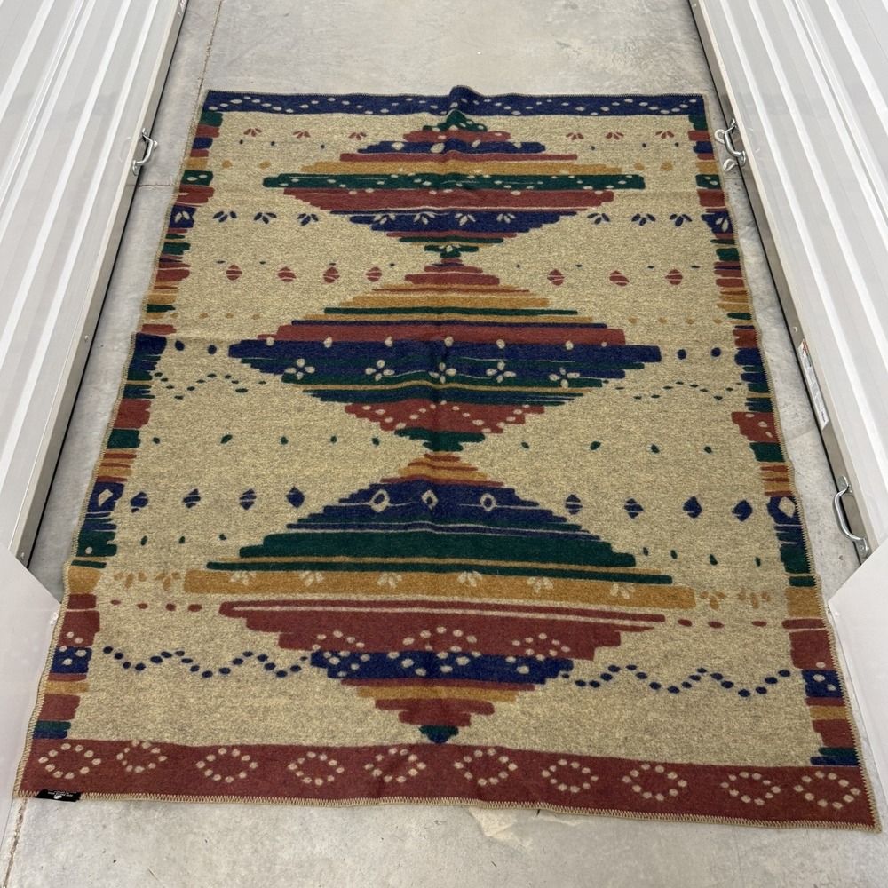 Vintage Collier Campbell Rug Unisex OS Multicolor 1993 Merino Wool aztec rug